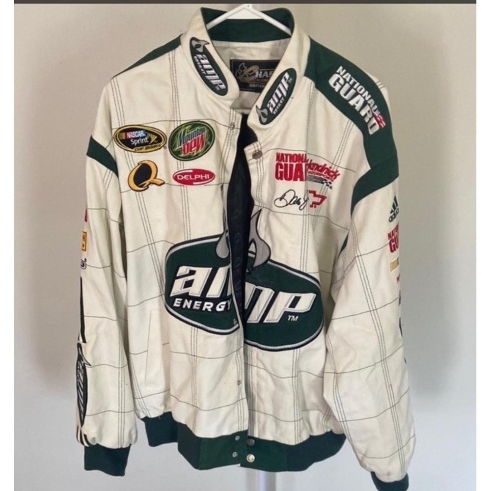 Chase Authentics Dale Earnhardt Jr AMP Energy NASCAR Jacket XL White Green